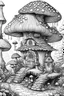 Placeholder: mushroom tree house in the forest Coloring Book for Adults and Kids, Instant Download, Grayscale Coloring Book