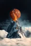 Placeholder: a single mountain rises out of a misty foreground shrouded in mist. The top peak of the mountain sticks into a big broken cracked destroyed shattered sphere. cinematic lighting, artstation, grim mood, looking up camera angle