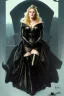 Placeholder: painting of kate winslet as evil queen in black leather gown, feminie, angry, stern look on her face, volouptous, busty, cleavage, emperious, mature, highly detailed, digital painting, artstation, concept art, smooth, sharp focus, illustration, art by gaston bussiere and alphonse mucha