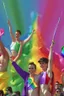Placeholder: Painting by a huge pride parade after legalization of same-sex marriage