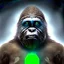 Placeholder: Highly detailed image of scary evil bigfoot Sasquatch with iridescent green space suit,missing helmet face shield,growling ferocious,dark fantasy,science fiction horror,evil, murderous,haunting,scary intricate details, cinematic, 8k, ultrarealistic, unreal engine,1950s looking, in the style of HR Giger