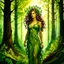 Placeholder: create an oil and watercolor full body portrait of a forest dryad enchantress , with highly detailed, sharply lined facial features, in the deep forest of Brokilon , finely inked, in rustic colors, 4k in the style of Maxfield Parrish