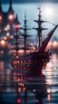 Placeholder: vampire ship, on a glass pier cat walk,bokeh like f/0.8, tilt-shift lens 8k, high detail, smooth render, down-light, unreal engine, prize winning