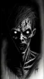 Placeholder: pencil drawing of zombie, Spooky, scary, halloween, black paper