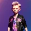 Placeholder: Tilda swinton toddler, full body, leather jacket, floral shirt, floral skirt, Nike sneaker, soft skin, city background, dramatic lighting, hyper realistic