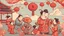 Placeholder: fantasy cartoon style illustration: chinese new year celebration