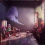 Placeholder: factory of colors. smoke rises from multi-colored glassware. color swatches in the background. hyperdetailed, warm colors, detailed painting, photorelistic, oil on canvas, light dust, futuristic. volumetric lighting