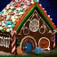 Placeholder: an intricate hobbit-style gingerbread house with rainbow sprinkles, frosting, crushed rock candy, 8k resolution, centered, high-quality, ultrafine-detail, digital art, flickering light, detailed matte, volumetric lighting, illustration, 3D octane render, brian froud, howard lyon, ben goossens, George Grie, greg rutowski, alphonse mucha