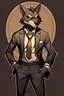 Placeholder: Buff, anthro, wolf, himbo, black fur, gold eyes, wearing a suit, full-body