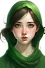 Placeholder: فتاة ترتدي حجاب و خمار اخضر و قصيرة و وجهها دائري وعيناها بنيتان و انفها صغير وشاربها صغير