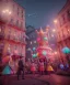 Placeholder: Wes Anderson photographer, Ultra realistic carnival garden night scene, wide angle view :: carnival woman and sweet inflatable monsters, carnival dress style, feather color, free jumping, soft color, highly detailed, unreal engine 5, ray tracing, RTX, lumen lighting, ultra detail, volumetric lighting, 3d, finely drawn, high definition.