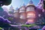 Placeholder: a magical crystal flower lys bougainvillier, blue gold house indian palace castle in the woods, , concept art, smooth, sharp focus, illustration, 8k, splash art, wallpaper, key visual