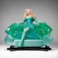 Placeholder: the iconic Madonna unveil a new creation made of sea glass: it is a toy, a playful womanizer innovation. she sits in a sofa for a TV Show and shows the toy, made of one long curved sea glass, to the camera. This long womanizer device is crafted entirely from sea glass, a material that whispers of hidden depths and untold stories.