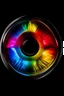 Placeholder: the large eye sees a prism of colored light & piramid through the lens in circle