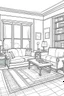 Placeholder: Outline art, simpl House interior design, sofa chair, cartoon style, thick lines, low details, --ar 9:11