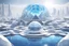Placeholder: ville extraterrestre white futuriste, great white and blue facette cristal dome, vaisseaux spatiaux, small lac, 4k, hyperréaliste