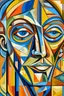 Placeholder: abstract art of Futurism cubist painting, portrait face of fashion designer Paul Smith.