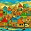 Placeholder: English fish village In the style of Paul Klee