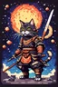 Placeholder: A cat samurai in the space with a supernova exploded behind, 8bits, pixel art,