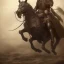 Placeholder: Nomad cavalry. Warriors. Leather armor. Black. Sharp details. Roar. Fast galloping.