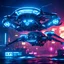 Placeholder: drone cyberpunk style, blue lighting