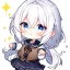 Placeholder: Clear focus, High resolution, long white hair, hair between eyes, straight long locks, sparkling blue eyes, wearing a sailor uniform, wearing a sailor skirt, wearing a brown vest, cute, 1girl, fluffy hair, cute, chibi, cartoon, rough line art, white background