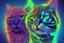 Placeholder: Black light art, neon cat