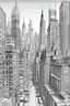 Placeholder: Fine lines draw of a dream city , nyc building , gray