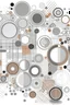Placeholder: squares and circles brown and gray shades on a white background in futuristic style