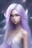 Placeholder: A beautiful anime girl with soft purple and white hair locks blowing in the wind and a Background world of fire and ice