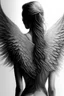 Placeholder: woman angel from back wings coming from back of her shoulders ultra realistic drawing