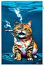 Placeholder: cat fish with shark head smoking a ciggarrettein the style of warhol