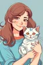 Placeholder: Cartoon drawing woman holding cat