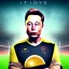 Placeholder: Elon Musk in a twitter logo referee jersey officiating for a soccer match at Wembley Stadium