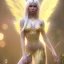 Placeholder: beautiful fairy very etheric, nice smiling, long blond hair, magic glamour pink make up, delicate colors, complete vision of very transparent golden and big wings, beautiful glamour transparent golden dress, ultra sharp focus, 8k, unreal engine 5, extremely sharp detail, light effect, soft light atmosphere, smooth, full of details, face in front, complete vision of face and hair and of the body