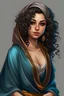 Placeholder: arab woman , realistic , curly hair, sexy outfit