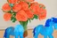 Placeholder: blue peonies and orange ponies