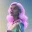 Placeholder: A portrait of a crystalised girl,smiling, longs hairs, atmospheric, realistic, cinematic lighting, octane render, pink blue light, 8k, , galactic atmosphere, flowers