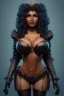 Placeholder: Pam Grier as evil queen in black leather, leather, busty, cleavage, angry, stern look. character design by cory loftis, fenghua zhong, ryohei hase, ismail inceoglu and ruan jia. unreal engine 5, artistic lighting, highly detailed, photorealistic, fantasy