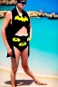 Placeholder: Batman on holiday in the algarve in his batman bikini