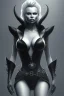 Placeholder: Pamela Anderson as evil queen in black leather, leather, busty, cleavage, angry, stern look. character design by cory loftis, fenghua zhong, ryohei hase, ismail inceoglu and ruan jia. unreal engine 5, artistic lighting, highly detailed, photorealistic, fantasy