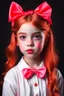 Placeholder: A beautiful and innocent girl with bright hair tied at the ends with a beautiful bow on the hair