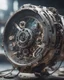 Placeholder: Futuristic gadget watch made with engine parts and wires dysoptia cyberage HAWKEN postapocalyptic dysoptia scene photorealistic uhd 8k VRAY highly detailed HDR