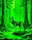 Placeholder: A neon green forest with a wolf painted by Frank Wilson