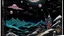 Placeholder: A purplish black cosmic dimension with demented canvas painted by Utagawa Hiroshige