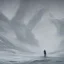 Placeholder: lost, feeling, person, biped, winter landscape, ice field, crystals, surreal, dreamlike, foggy