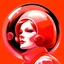 Placeholder: Retro futuristic, pink and orange, greta garbo, in a bubble