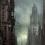 Placeholder: Statues on cliff ,Skyline, Gotham city,Neogothic architecture, by Jeremy mann, point perspective,intricate detailed, strong lines