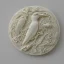 Placeholder: ivory brooch of a kingfisher, decorative design, classical ornament, highly ornate, highly intricate, highly detailed etching, marble carving