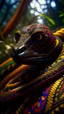 Placeholder: close up portrait of a happy blessed boa buffalo soldier woven into a sacred geometry knitted tapestry hammock over an ant hill in the middle of lush magic jungle forest, bokeh like f/0.8, tilt-shift lens 8k, high detail, smooth render, down-light, unreal engine, prize winning